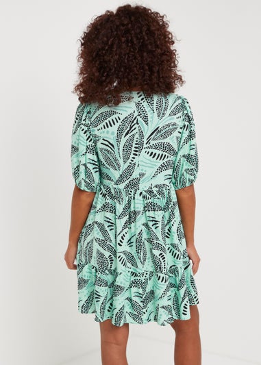 Mint Leaf Viscose Tiered Mini Dress
