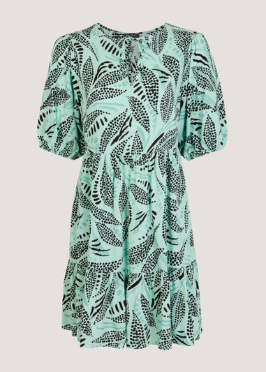 Mint Leaf Viscose Tiered Mini Dress