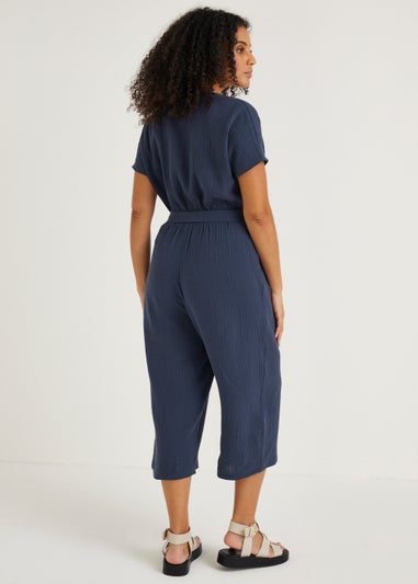 Navy Double Cloth Jumpsuit