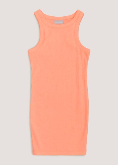 Girls Coral Racer Ribbed Dress (4-13yrs)