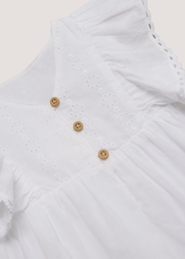 Girls White Broderie Ruffle Blouse (9mths-6yrs)