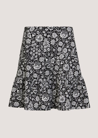 Black Paisley Crinkle Skirt