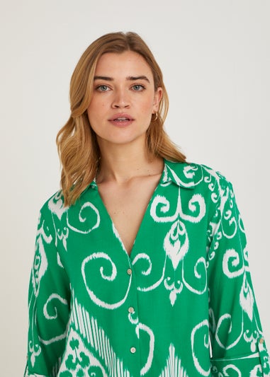 Green Abstract Print Shirt