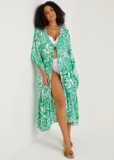 Green Maxi Kimono