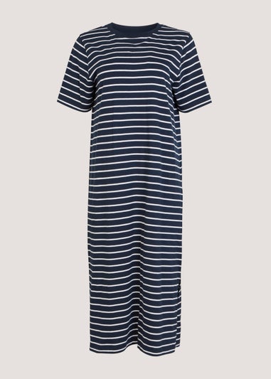 Navy Stripe Jersey T-Shirt Dress