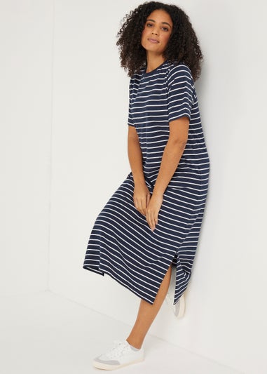 Navy Stripe Jersey T-Shirt Dress