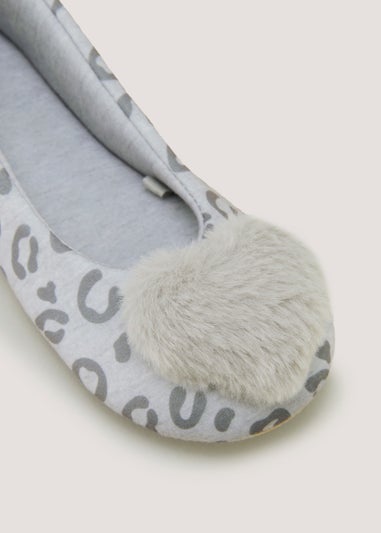 Grey Leopard Print Ballet Slippers