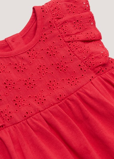 Baby Red Schiffley Jersey Romper (Newborn-18mths)