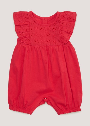 Baby Red Schiffley Jersey Romper (Newborn-18mths)