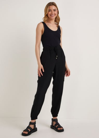 Black Cargo Joggers
