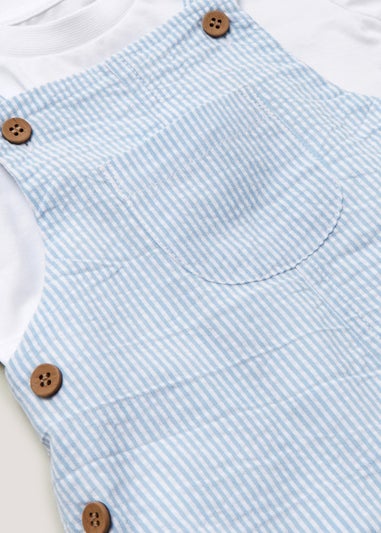 Baby Blue & White Stripe Dungarees & T-Shirt Set (Newborn-23mths)