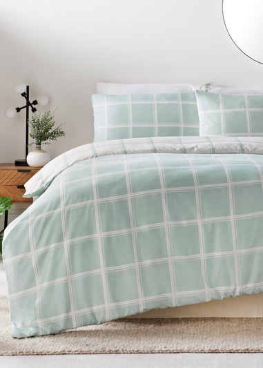 Blue Check Print Duvet Cover