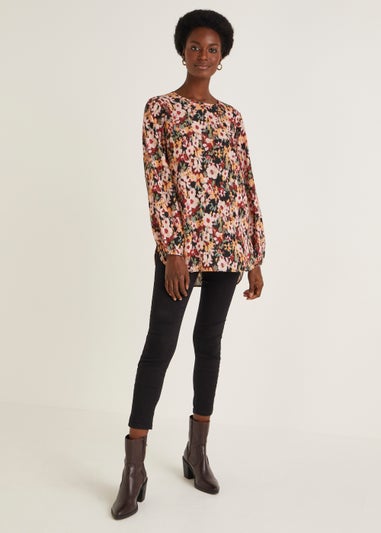 Floral Print Long Sleeve Bubble Box Top
