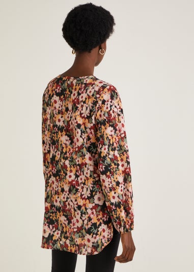Floral Print Long Sleeve Bubble Box Top