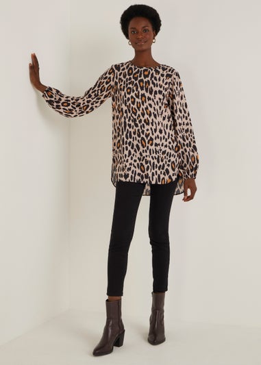 Animal Print Long Sleeve Bubble Box Top