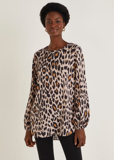 Animal Print Long Sleeve Bubble Box Top