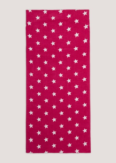 Pink Star Beach Hooded Towel (150cm x 70cm)