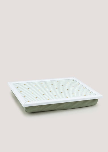 Green Bee Gingham Print Lap Tray