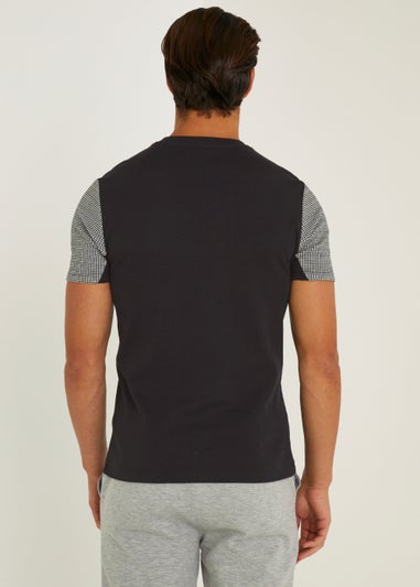 T&W Black Check Panel T-Shirt