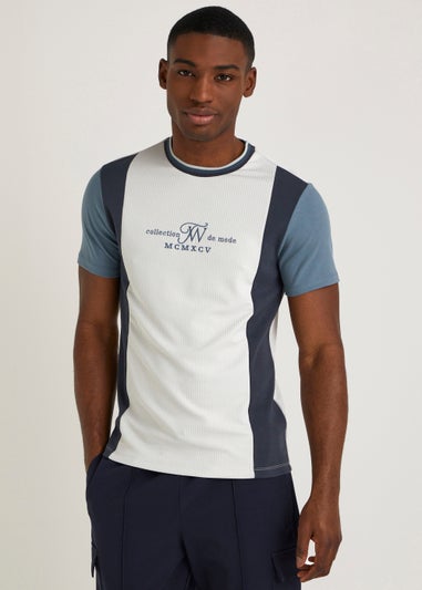 T&W Blue Panel Tee - Matalan