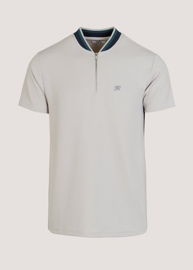 Light Grey Textured Baseball Polo Shirt
