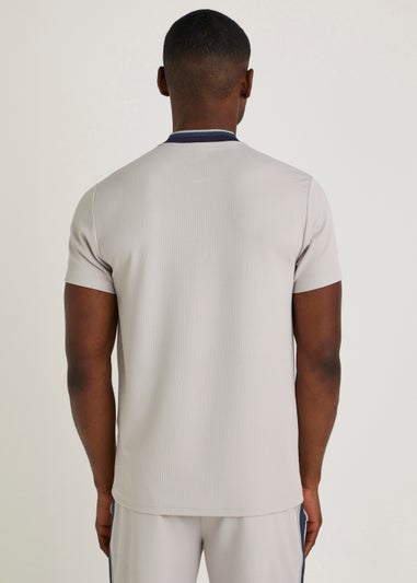 Light Grey Textured Baseball Polo Shirt