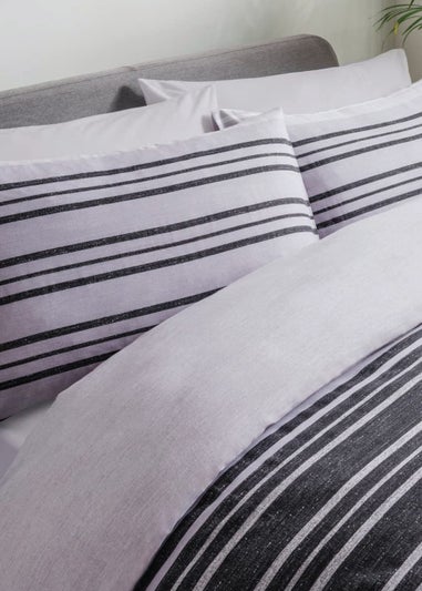 Sleepdown Black & White Textured Stripe Duvet Cover