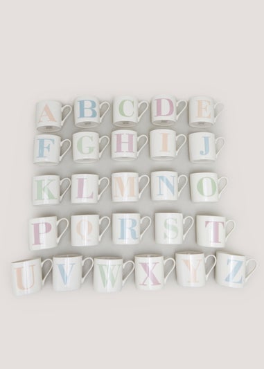 White Alphabet Mug (9cm x 9cm)