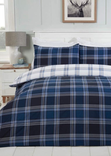 Sleepdown Navy Check Duvet Cover