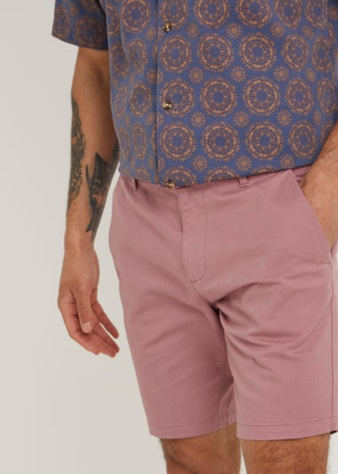 Pink Slim Fit Stretch Chino Shorts