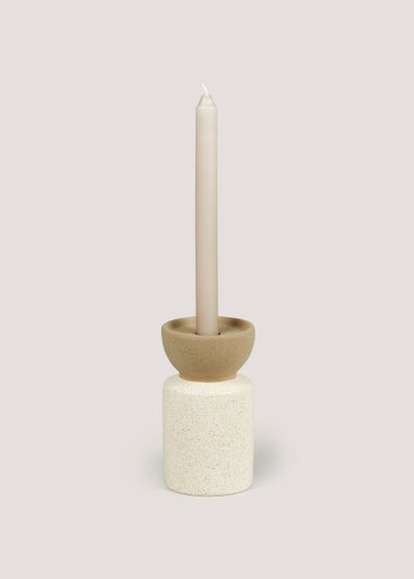 Cream Speckle Candle Holder (9cm x 9cm x 15.5cm)