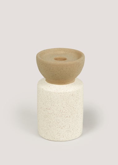 Cream Speckle Candle Holder (9cm x 9cm x 15.5cm)