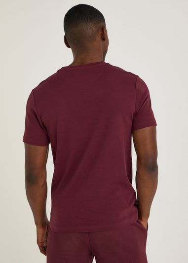 T&W Burgundy & Cream Panel T-Shirt