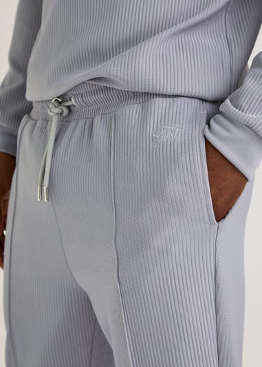 T&W Grey Ribbed Seam Front Joggers