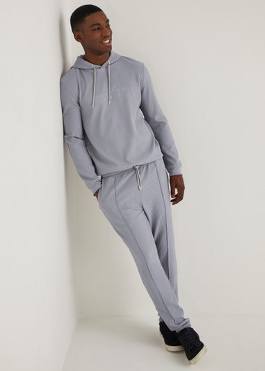 T&W Grey Ribbed Seam Front Joggers