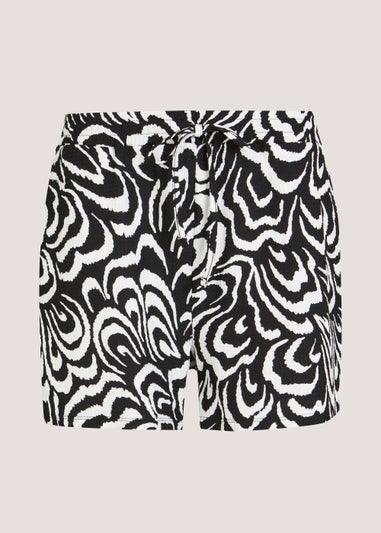 Monochrome Print Tie Waist Co-Ord Shorts