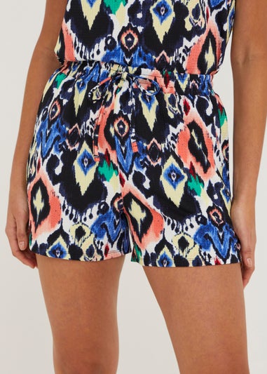 Multicoloured Ikat Print Tie Waist Co-Ord Shorts