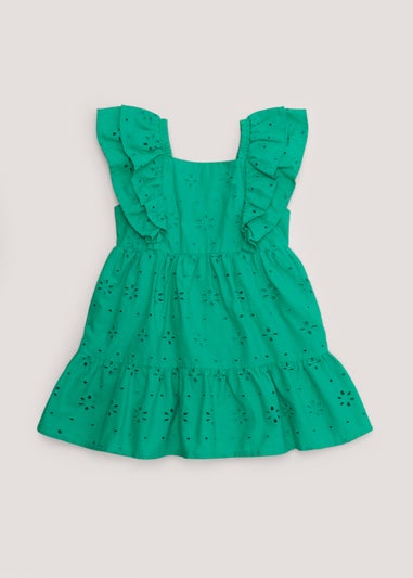 Girls Mini Me Green Schiffli Dress (9mths-6yrs)