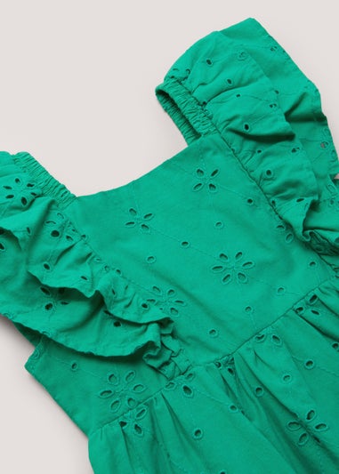 Girls Mini Me Green Schiffli Dress (9mths-6yrs)