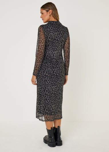 JDY Penelope Black Animal Print Midaxi Dress
