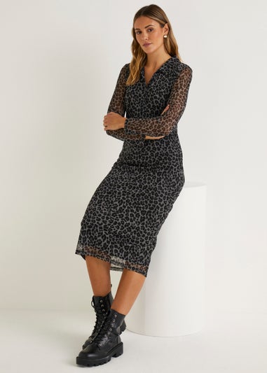 JDY Penelope Black Animal Print Midaxi Dress