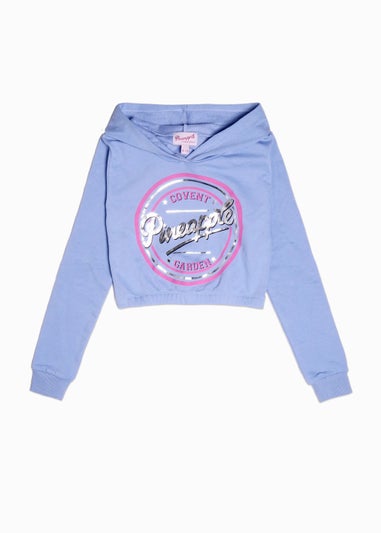 Girls Pineapple Blue Logo Cropped Hoodie (5-13yrs)