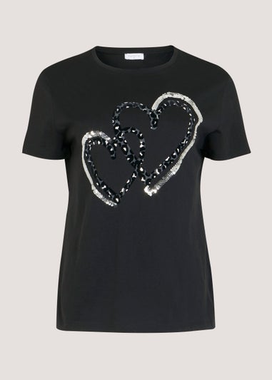 Black Animal Print Heart Top