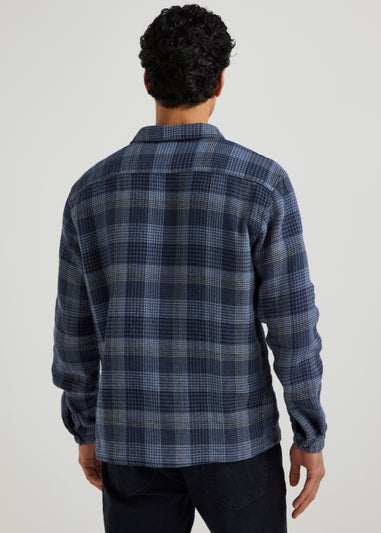 Navy Check Hoodie Overshirt
