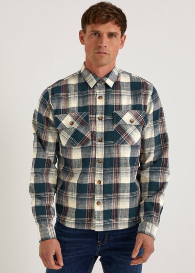 Navy Check Overshirt - Matalan