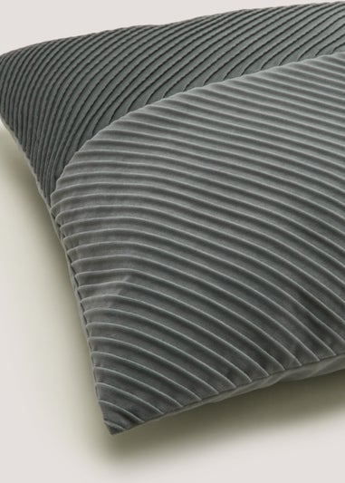 Dark Grey Pleated Velvet Cushion (50cm x 50cm)