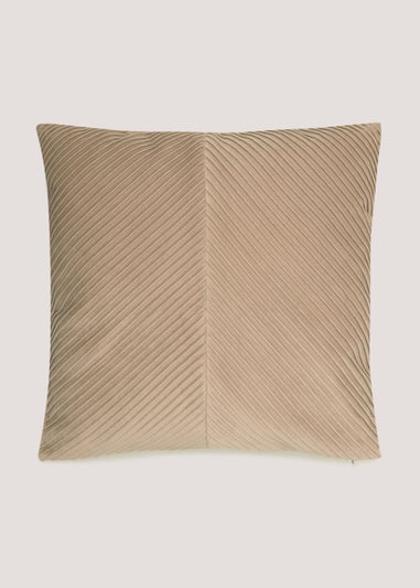 Natural Pleated Velvet Cushion (50cm x 50cm)