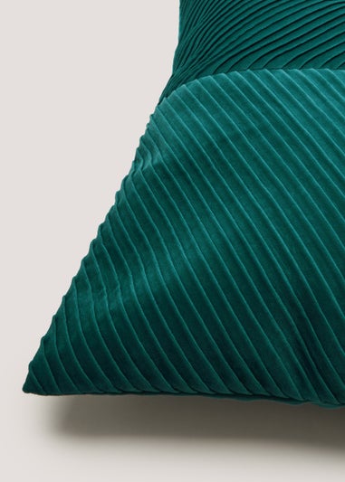Teal Pleated Velvet Cushion (50cm x 50cm)
