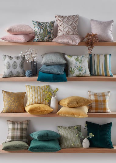 Yellow Woven Check Cushion (43cm x 43cm)