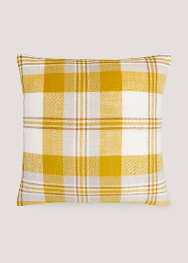 Yellow Woven Check Cushion (43cm x 43cm)